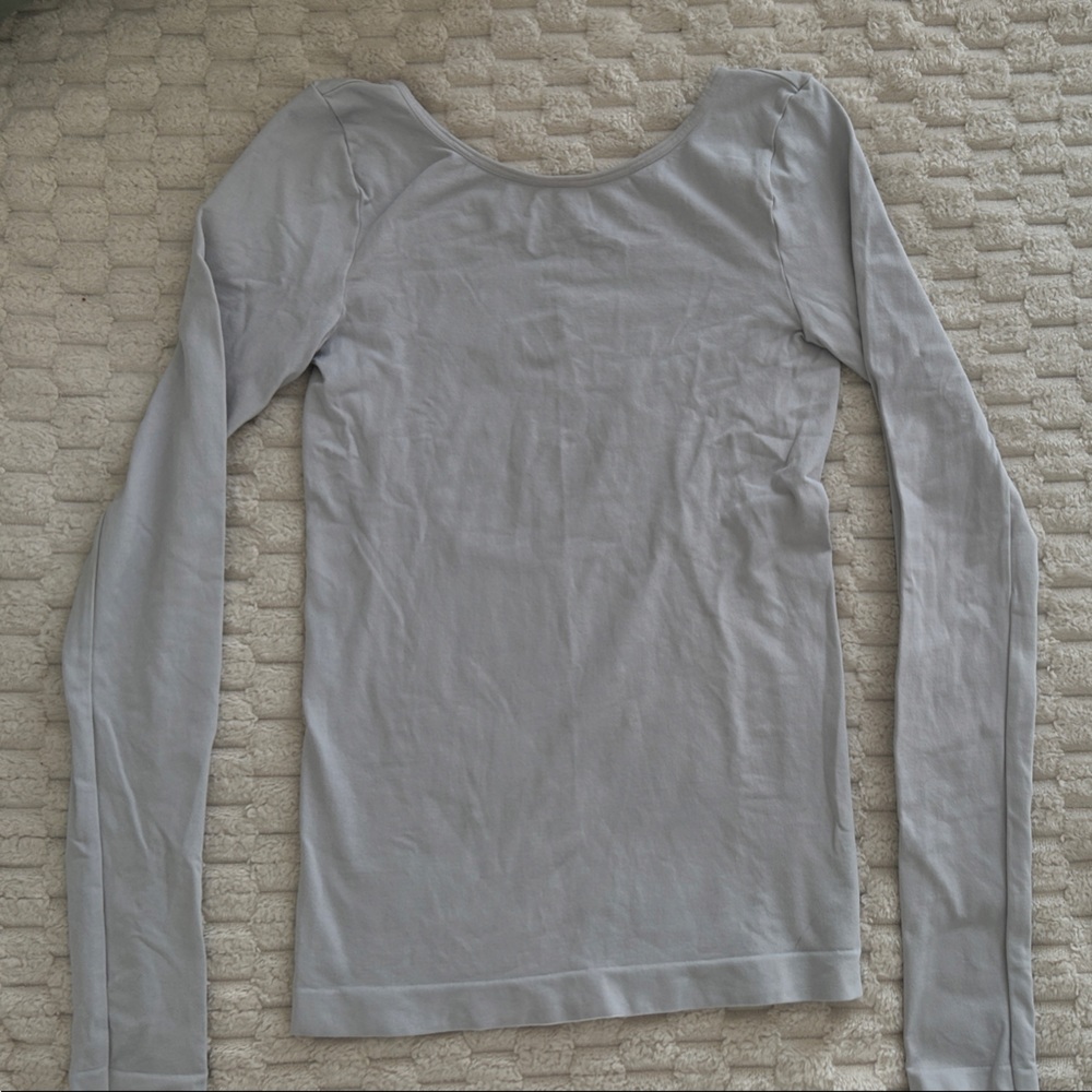 Free People Light Gray Long Sleeve Top